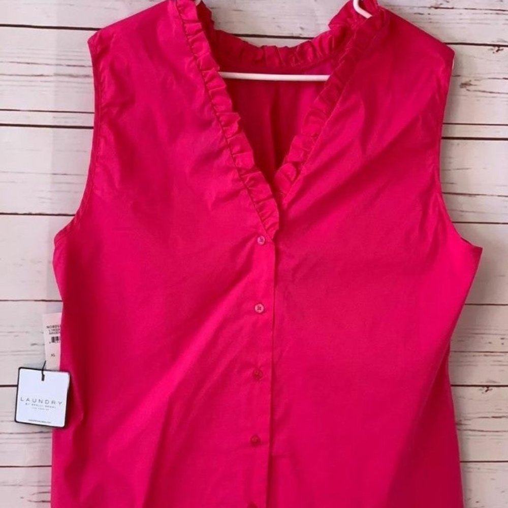 Laundry Shelli Segal XS Cotton Poplin Top